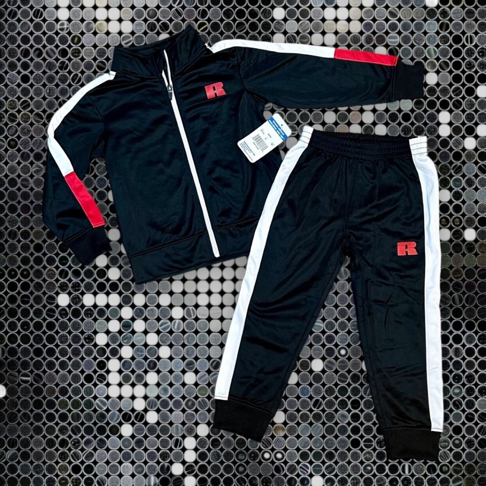 NWT Russell Athletic Black Track Suit, Size‎ 4, MSRP $50